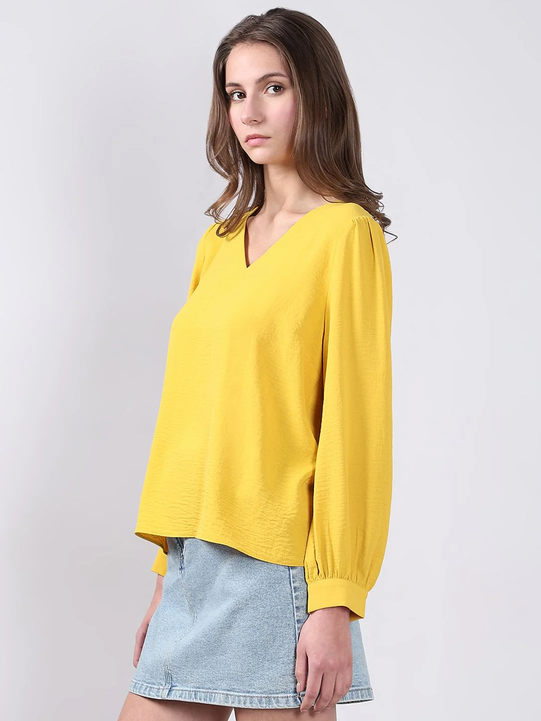Yellow V Neck Top - Image 3