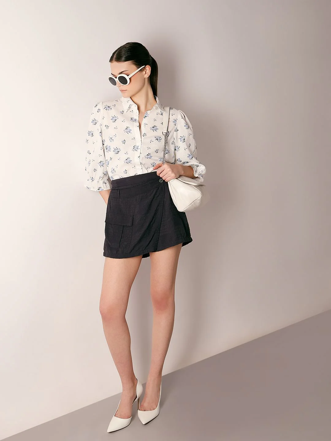 White Floral Cotton Shirt