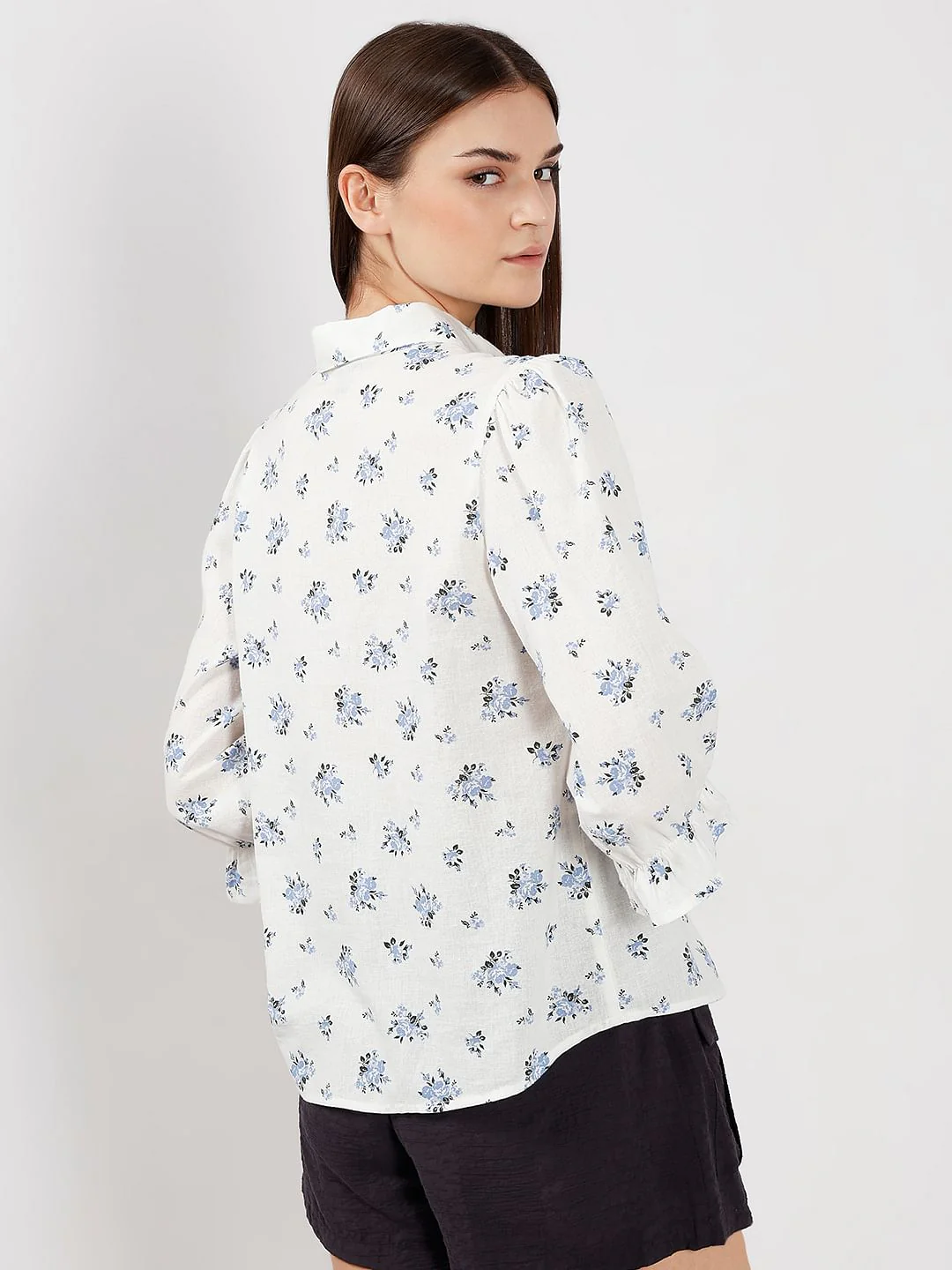 White Floral Cotton Shirt - Image 4
