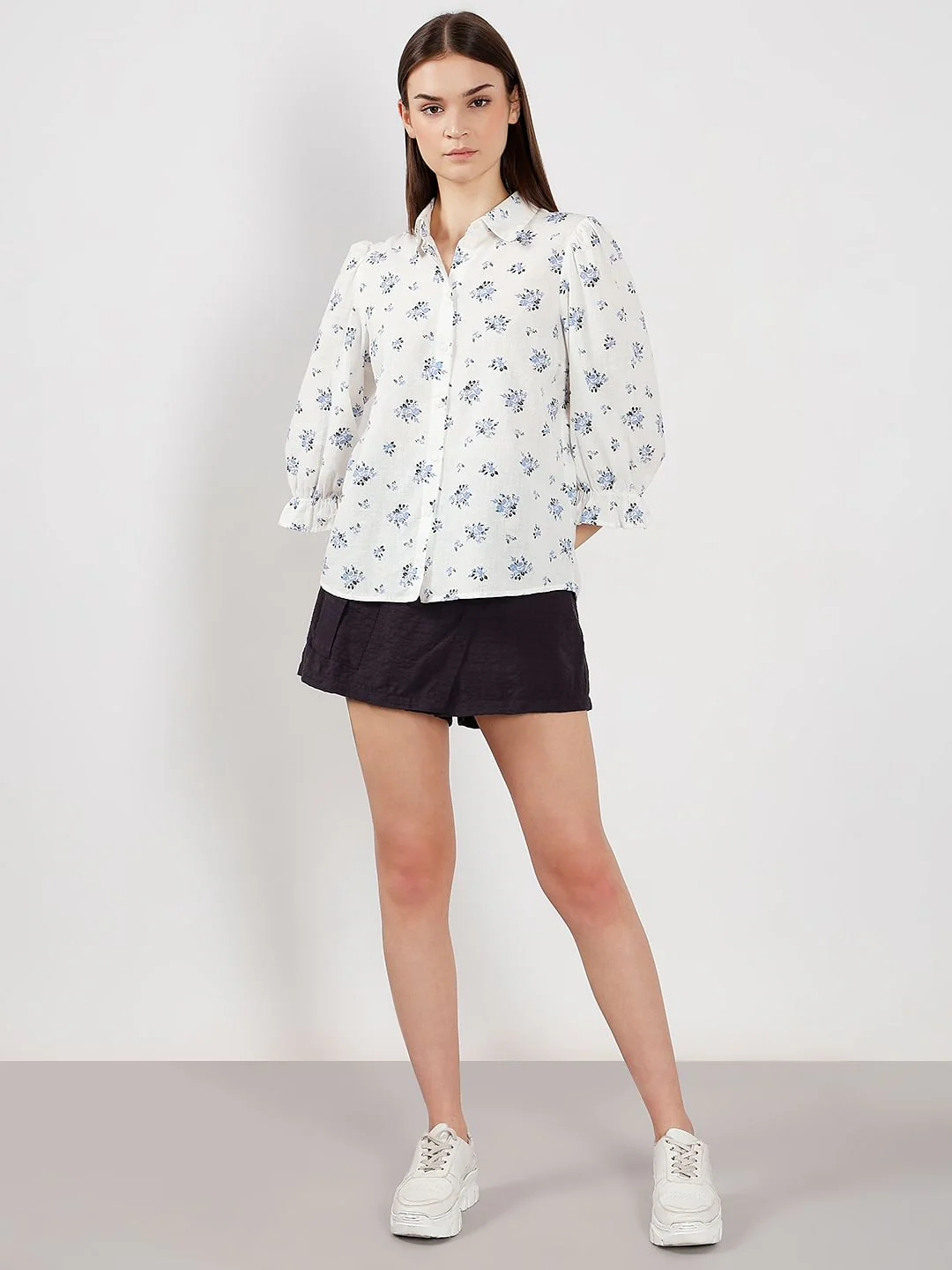 White Floral Cotton Shirt - Image 5