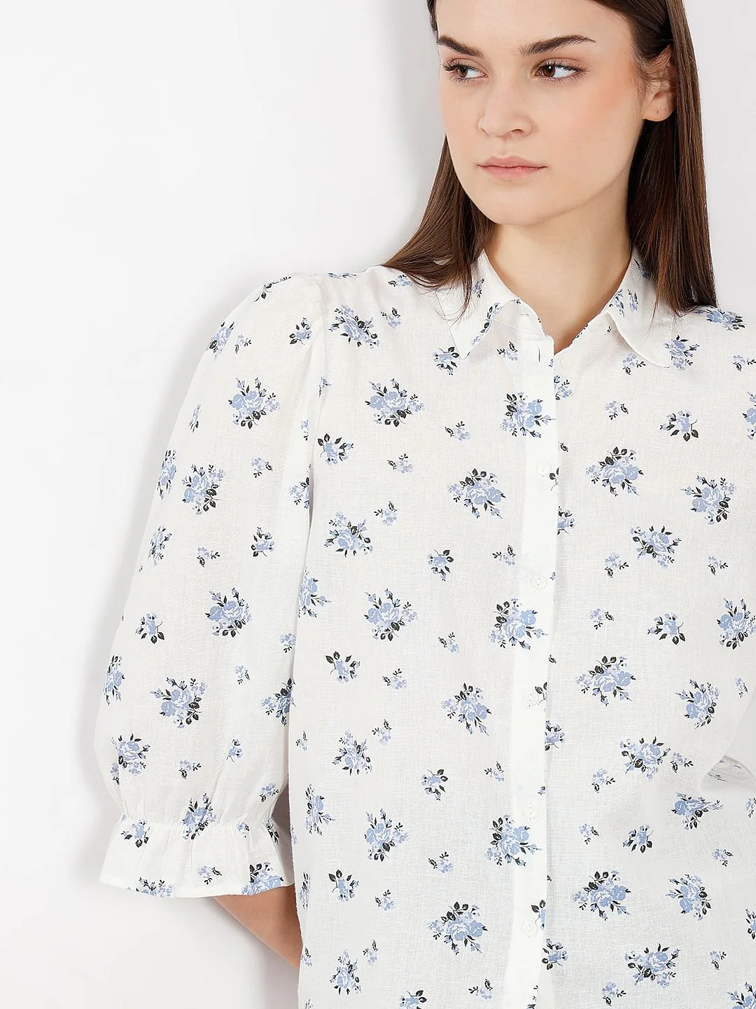 White Floral Cotton Shirt - Image 6