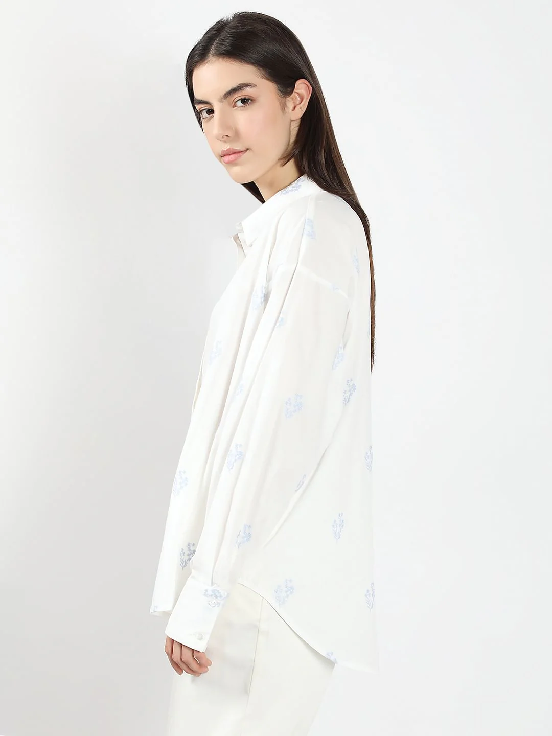 White Embroidered Cotton Shirt - Image 3