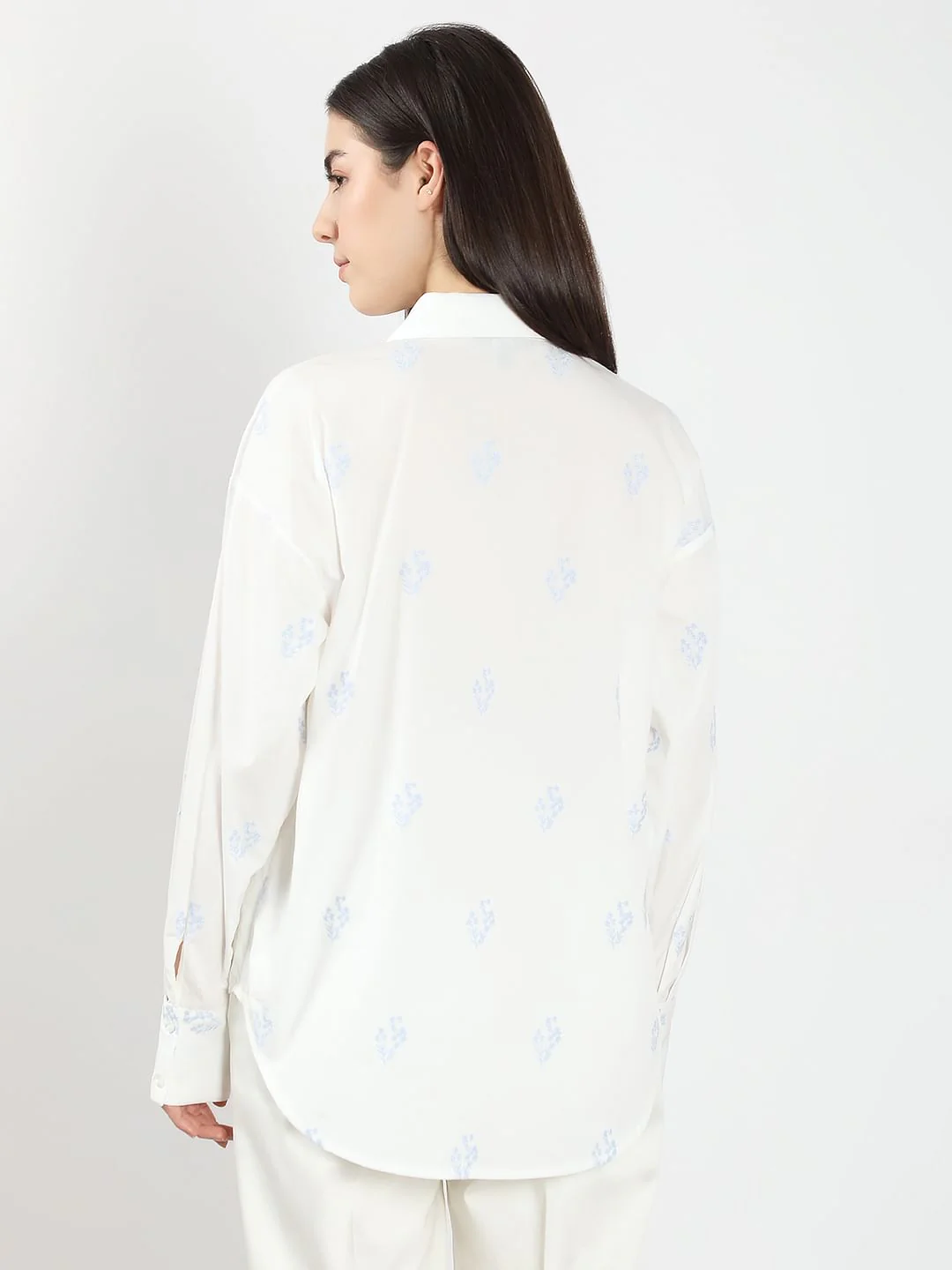 White Embroidered Cotton Shirt - Image 4