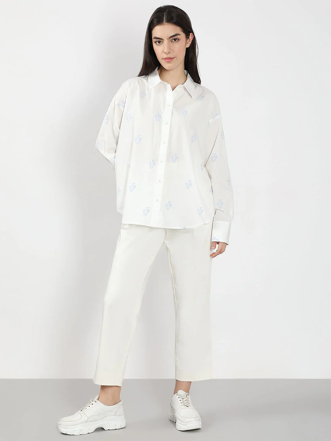 White Embroidered Cotton Shirt - Image 5