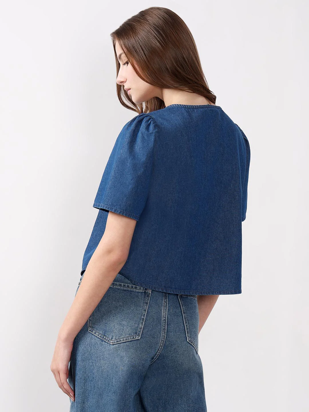 Vero Moda Blue Denim Top - Image 3