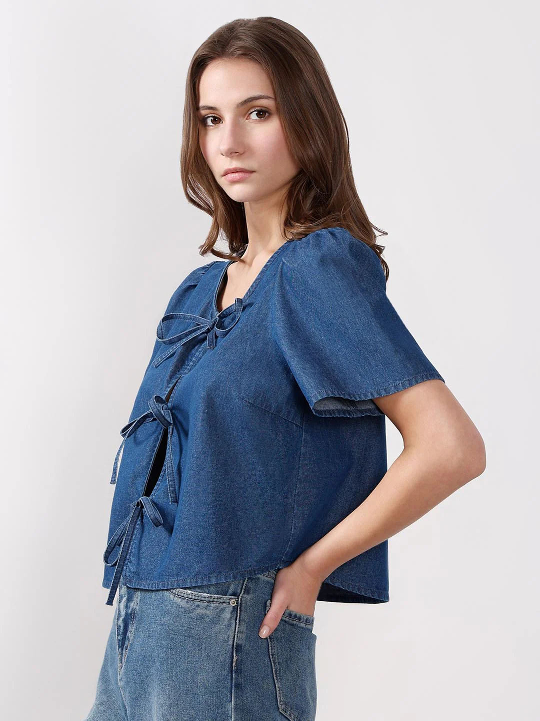 Vero Moda Blue Denim Top - Image 4