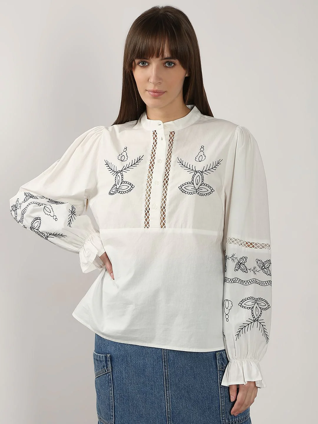 White Embroidered Cotton Top - Image 2