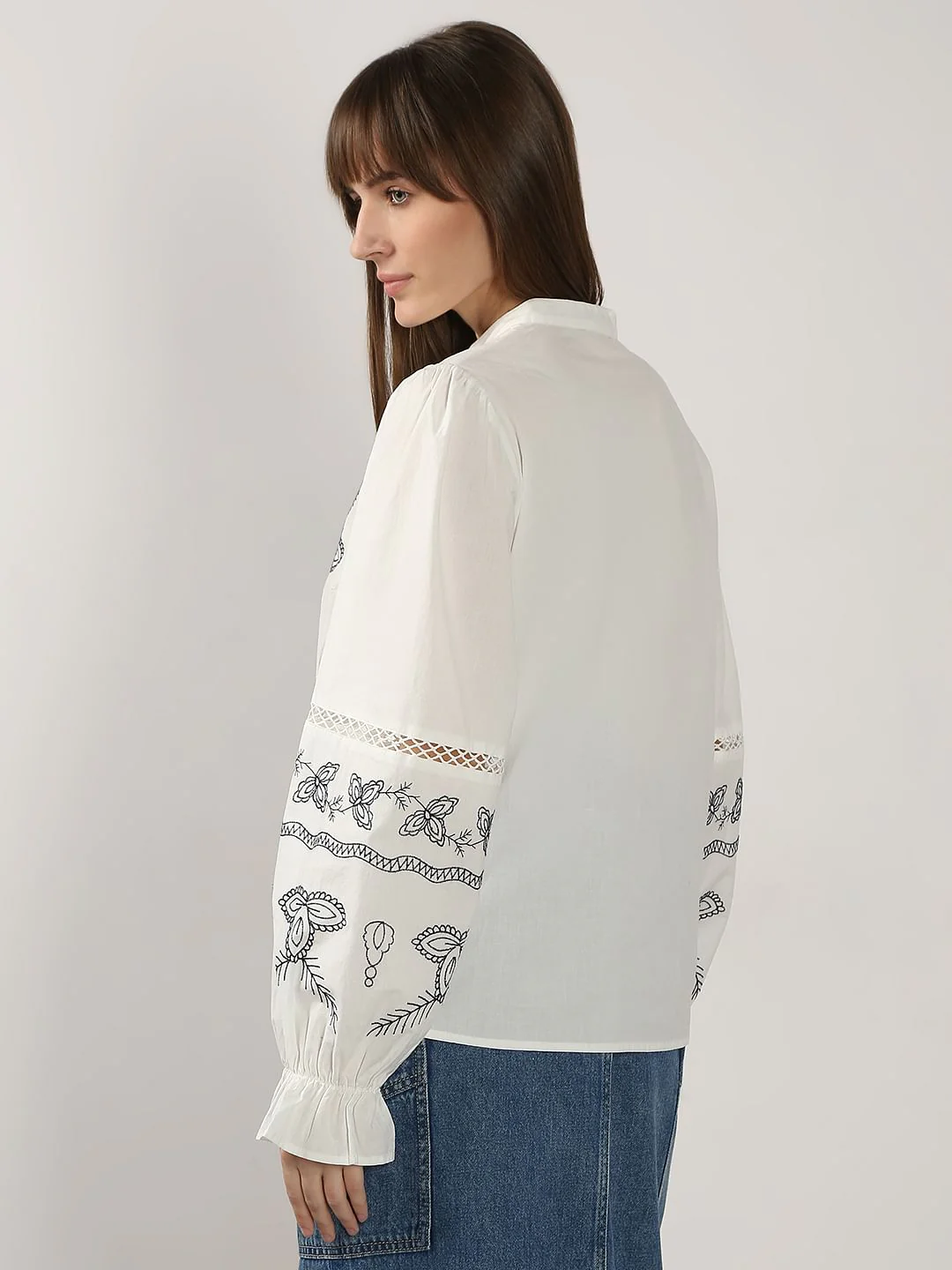 White Embroidered Cotton Top - Image 4