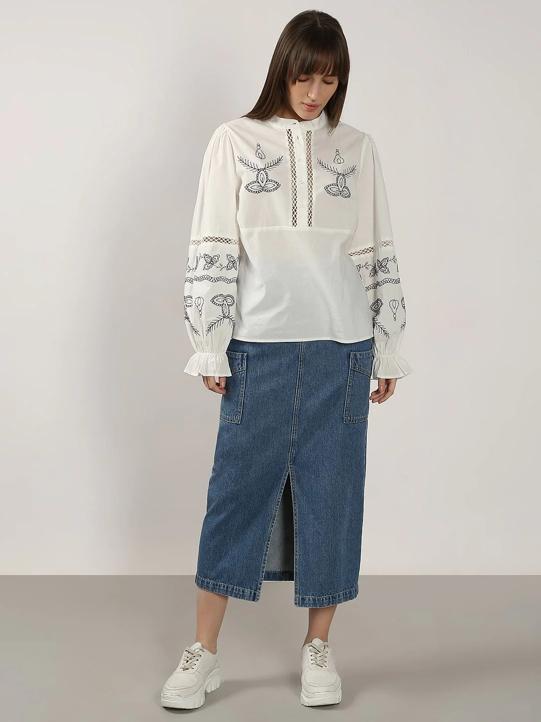 White Embroidered Cotton Top - Image 5