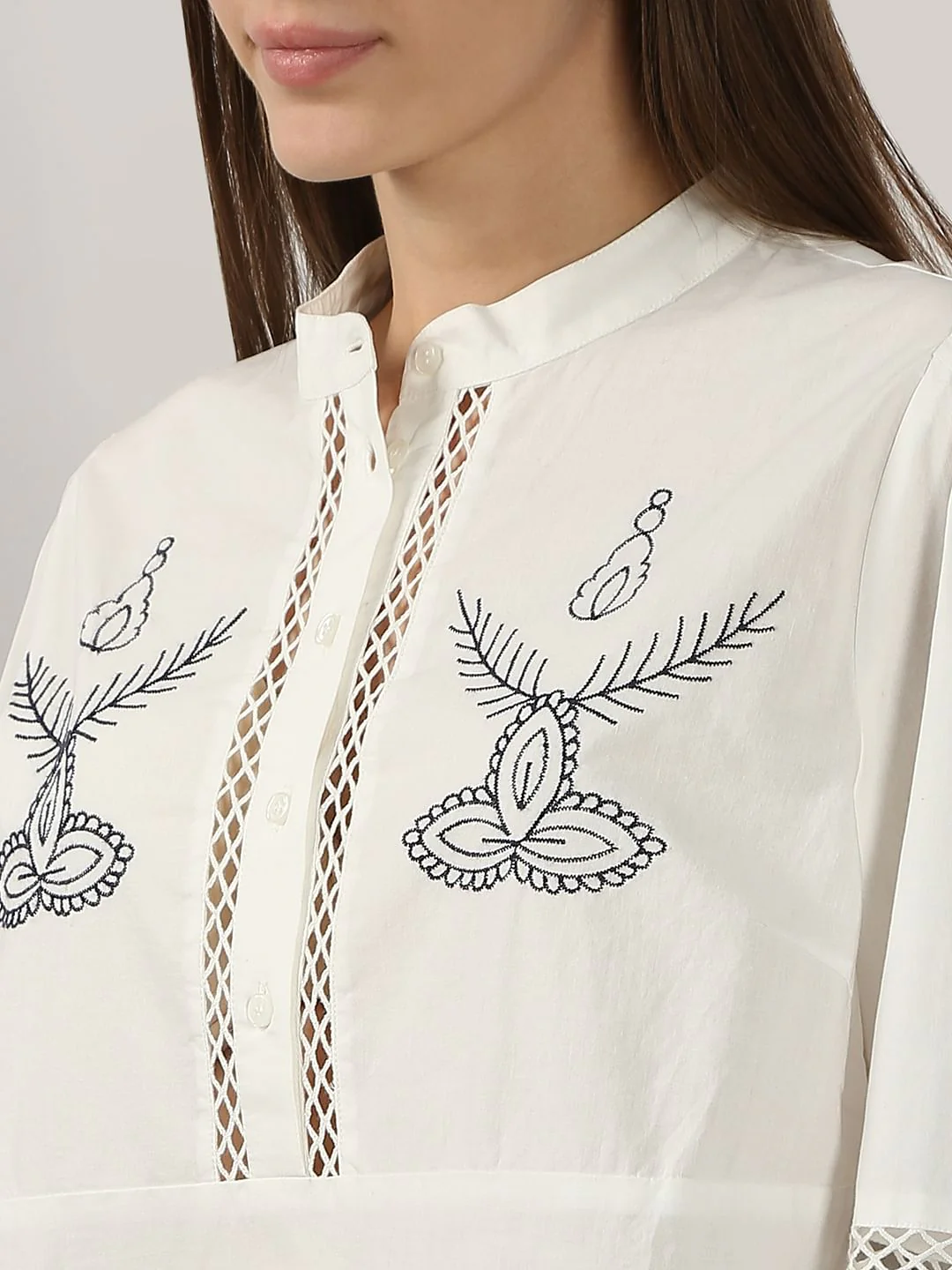 White Embroidered Cotton Top - Image 8