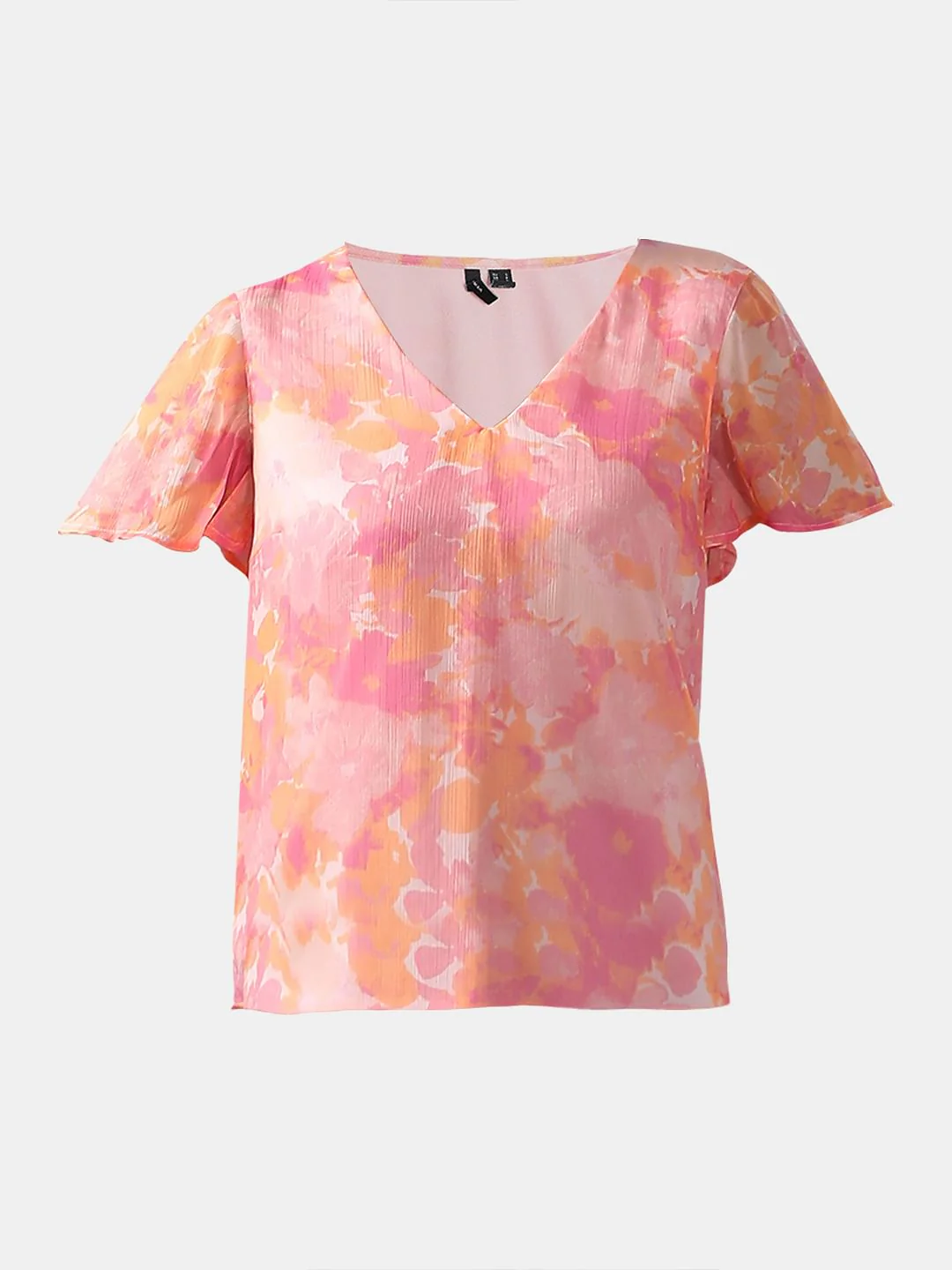 Pink Printed V Neck Top - Image 7