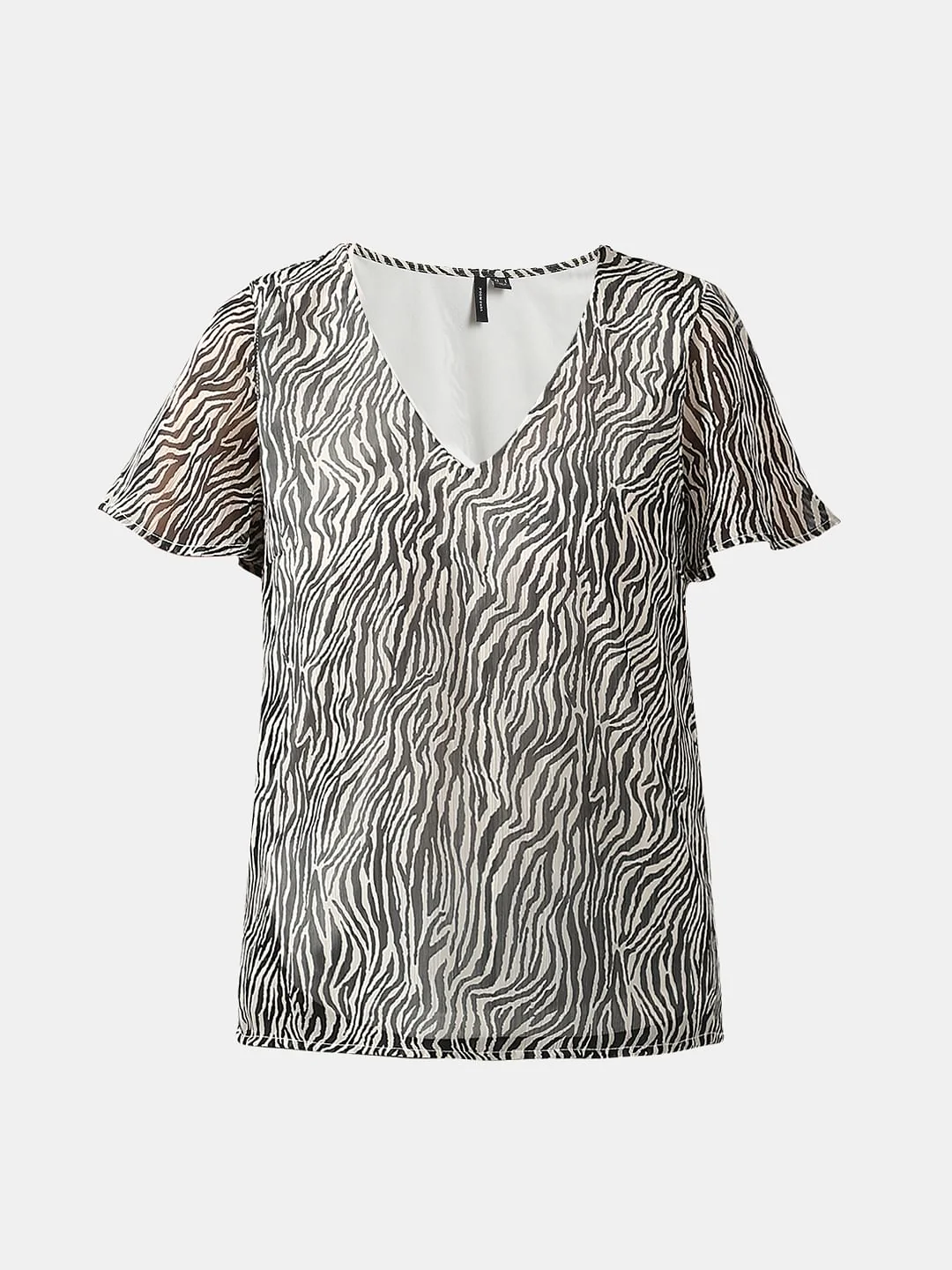 Black Printed V Neck Top - Image 7