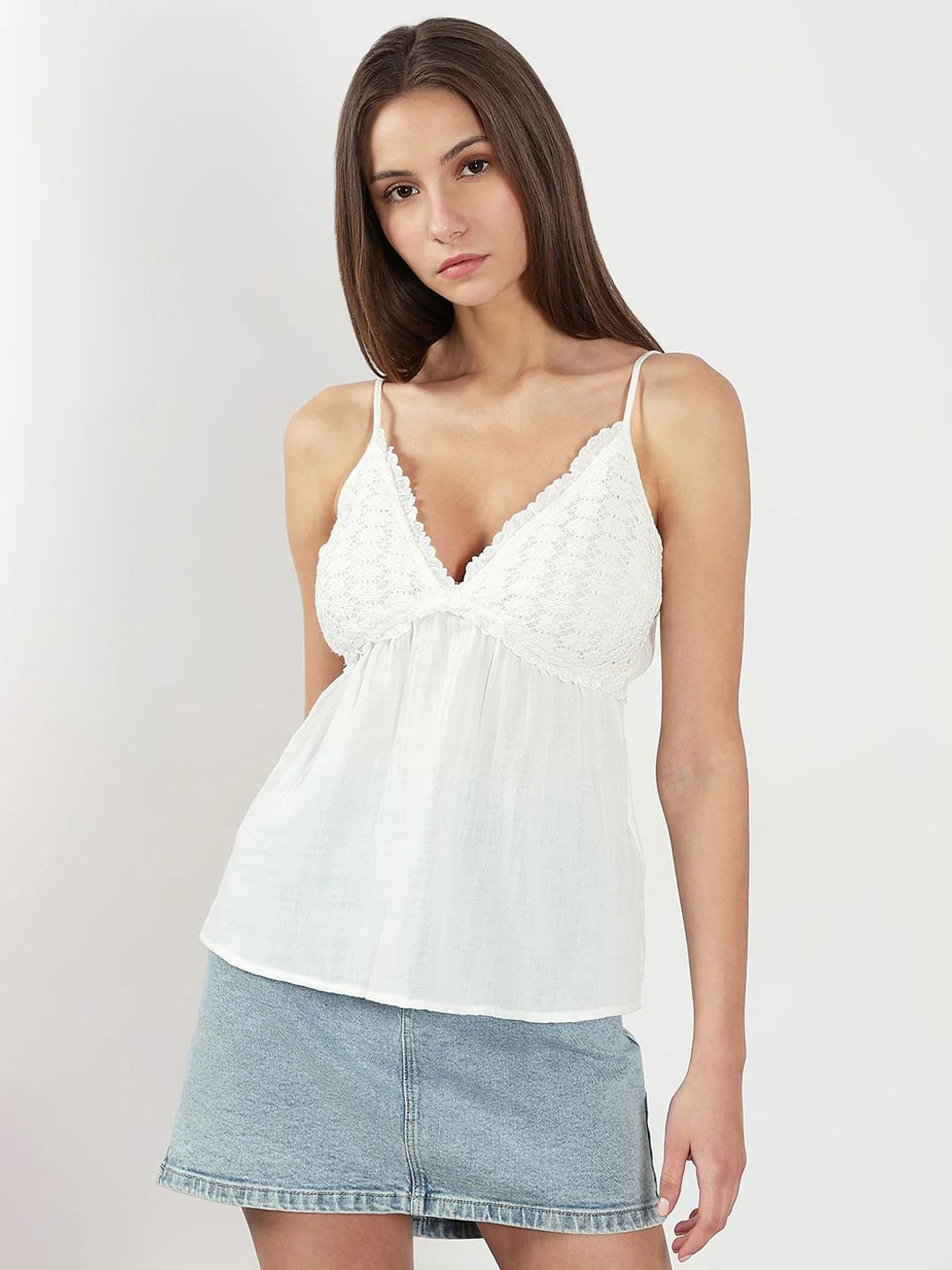 White Strappy Cami Top - Image 2