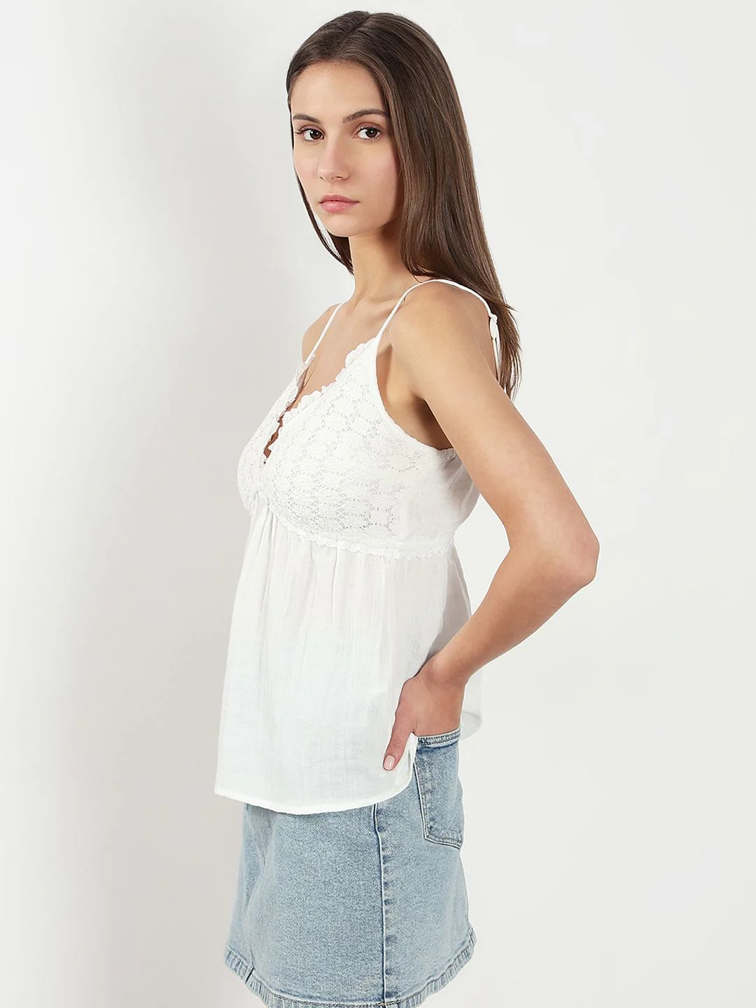White Strappy Cami Top - Image 3