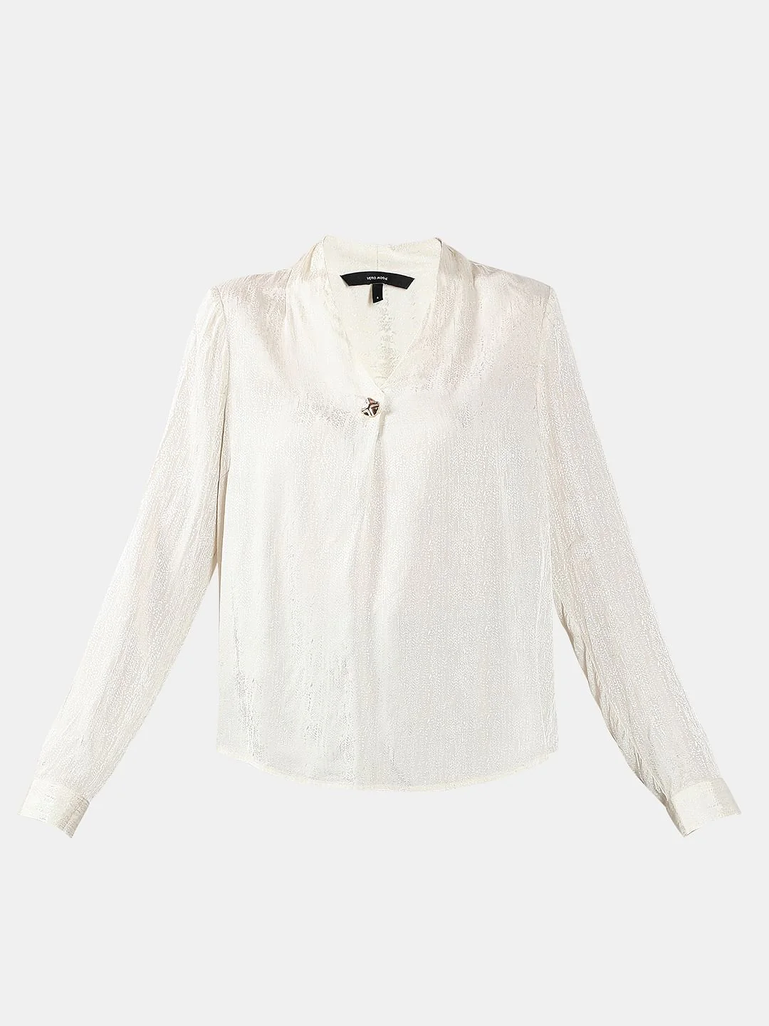 Ivory V Neck Jacquard Top - Image 7