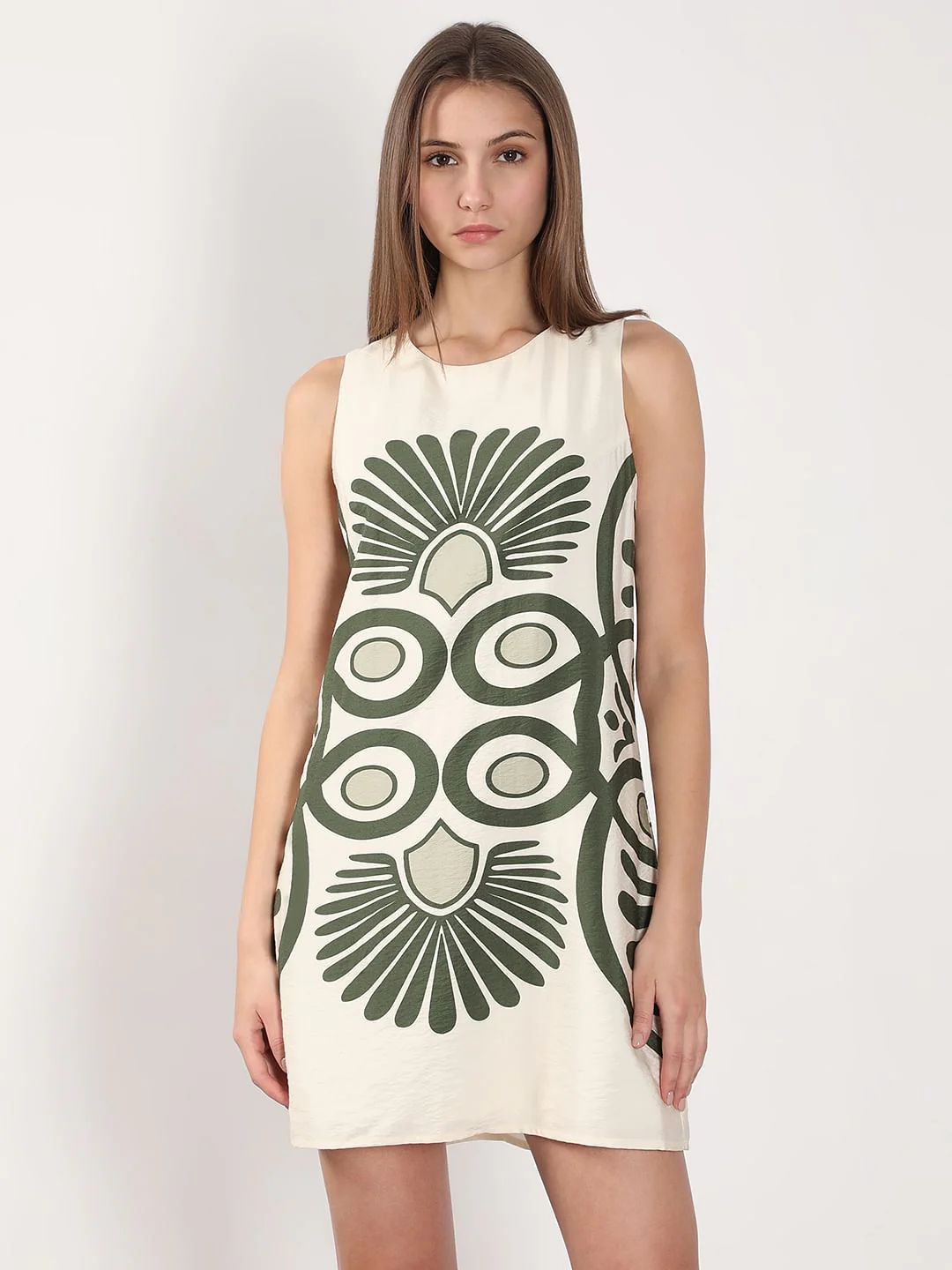 Ecru Printed Mini Dress - Image 2