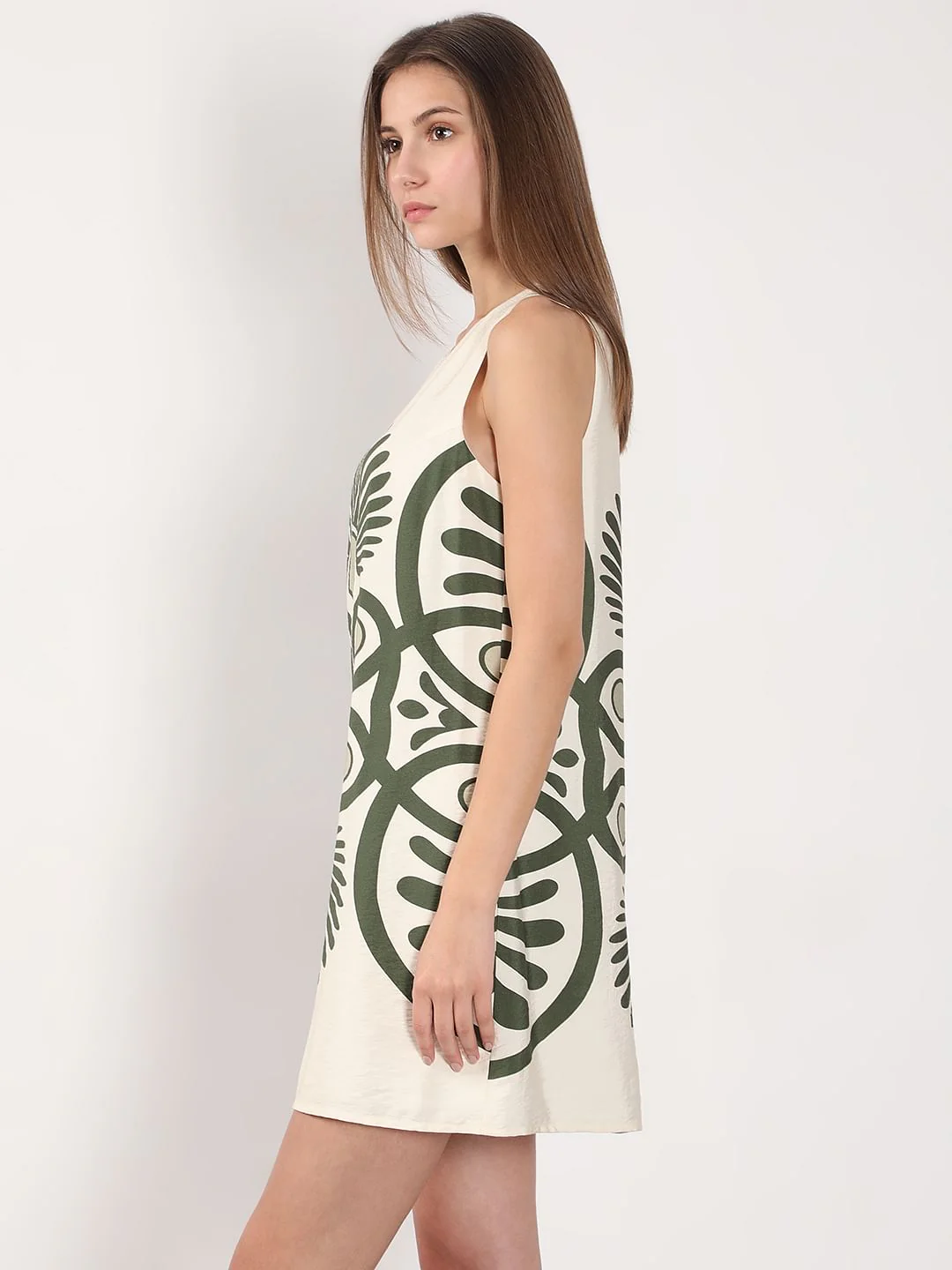 Ecru Printed Mini Dress - Image 3