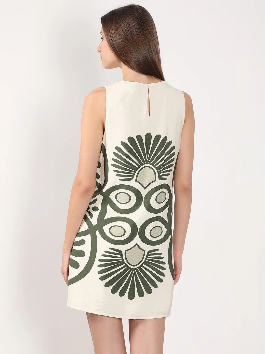Ecru Printed Mini Dress - Image 4