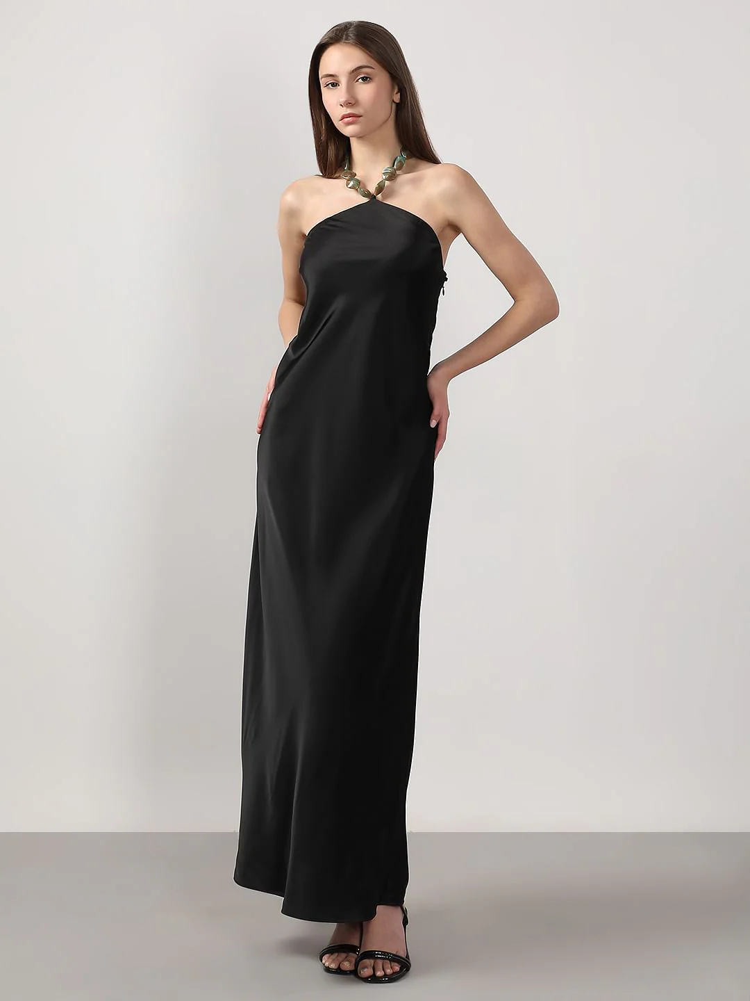 Black Halter Neck Dress - Image 2