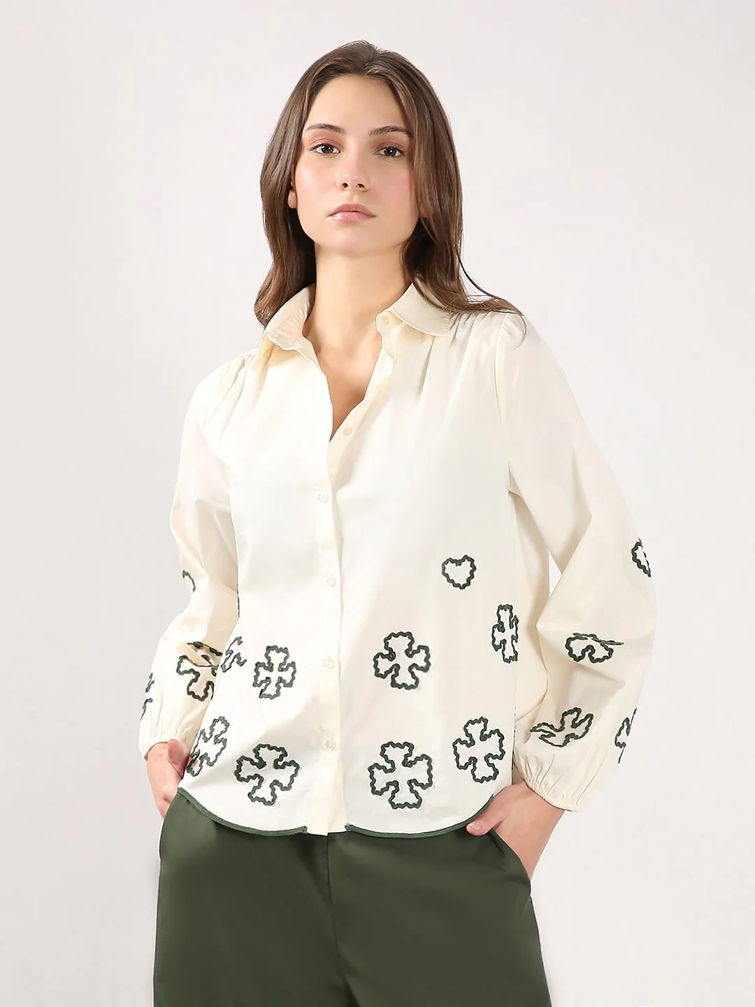Ecru Printed Shirt - Image 2