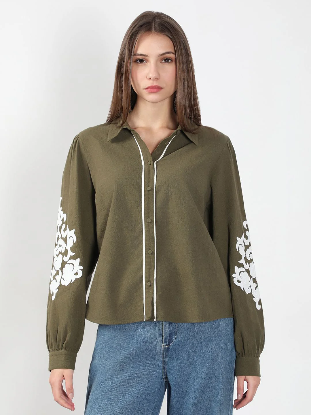 Olive Cotton Shirt - Image 2