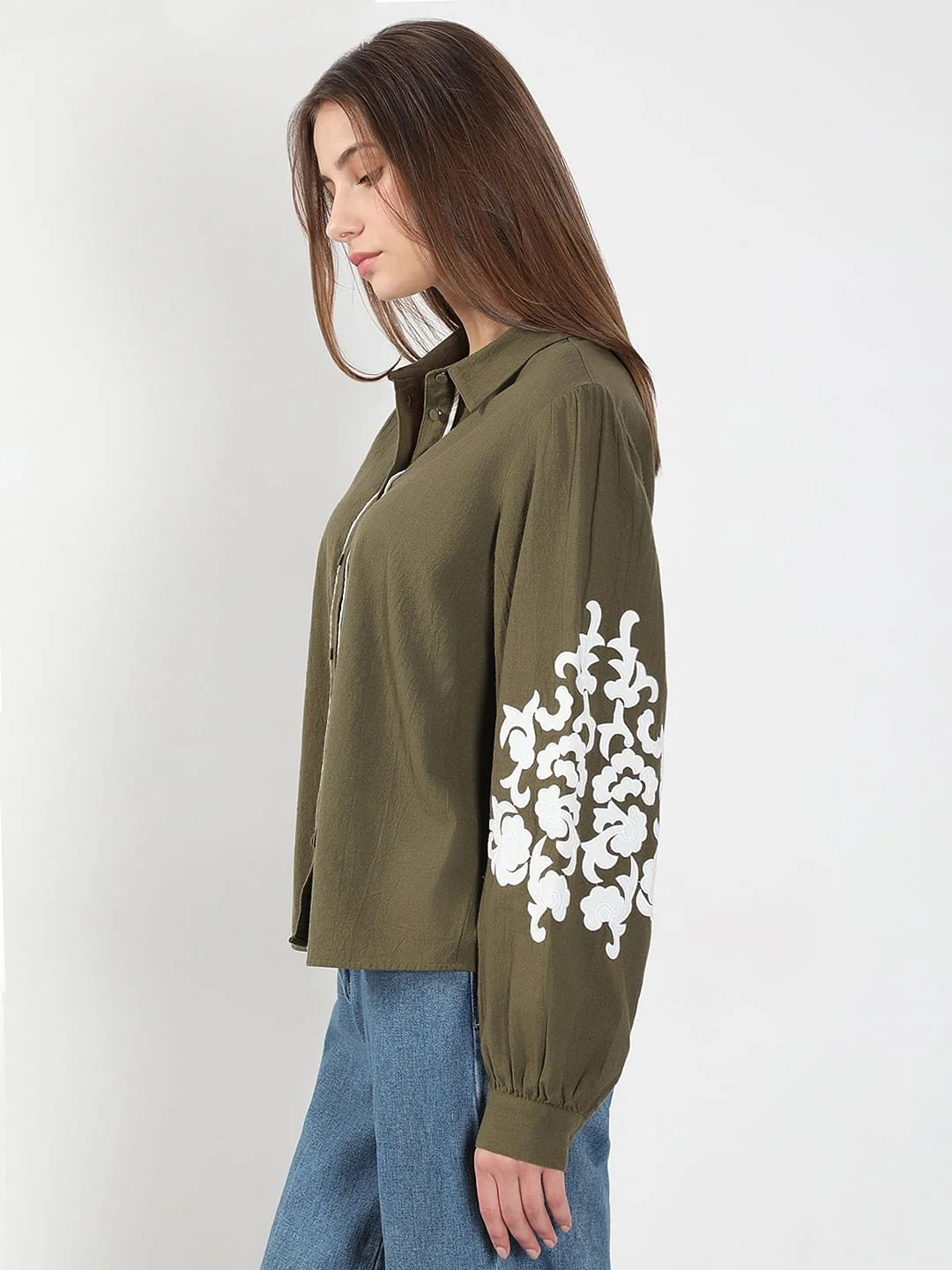 Olive Cotton Shirt - Image 3