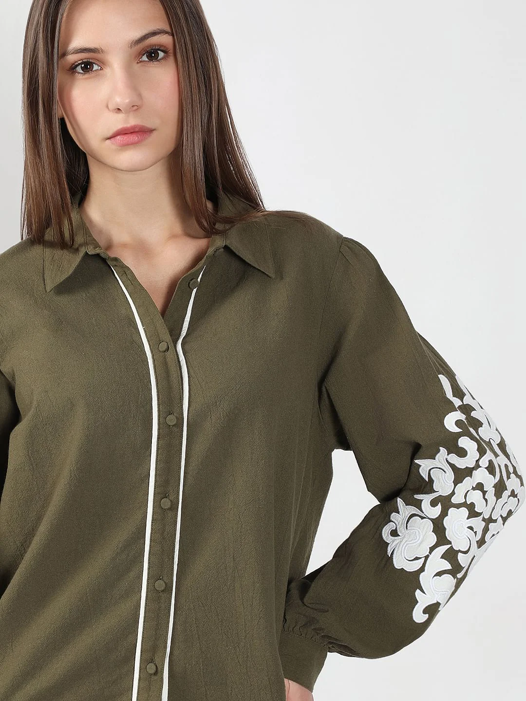 Olive Cotton Shirt - Image 6