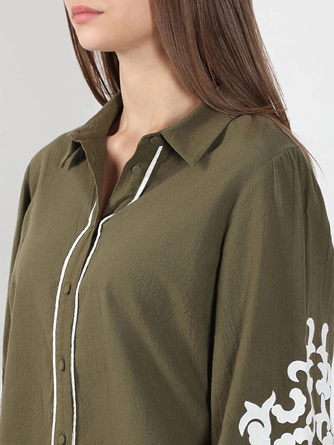 Olive Cotton Shirt - Image 8