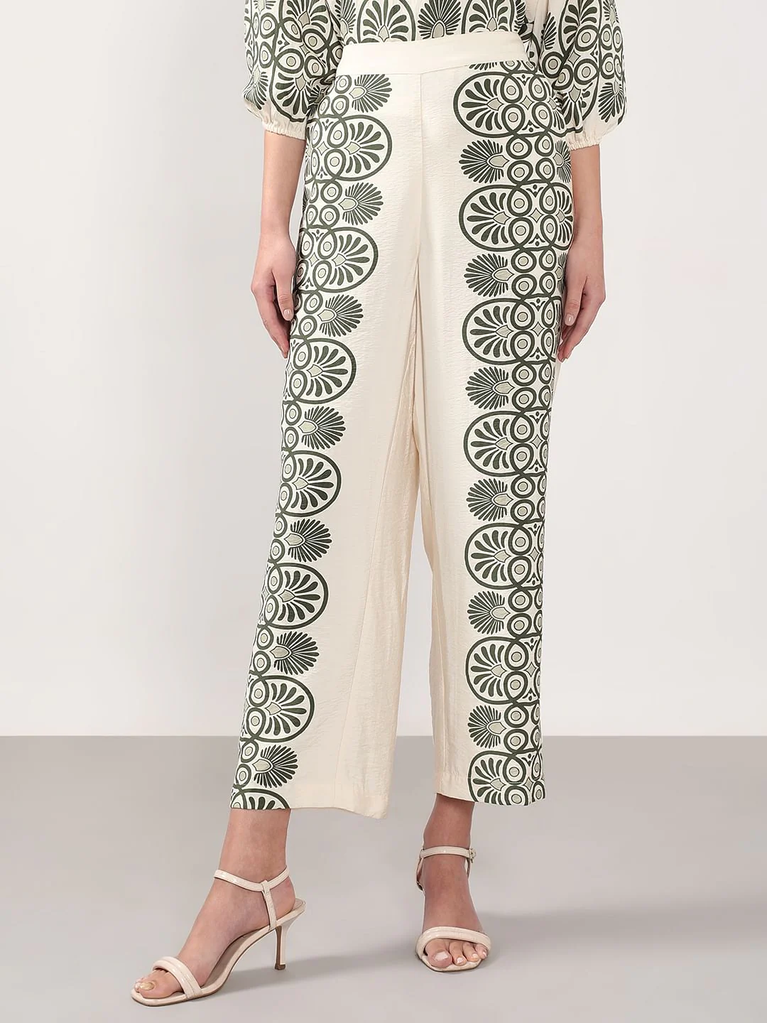 Ecru Printed Co-Ord Set Pants - Image 2
