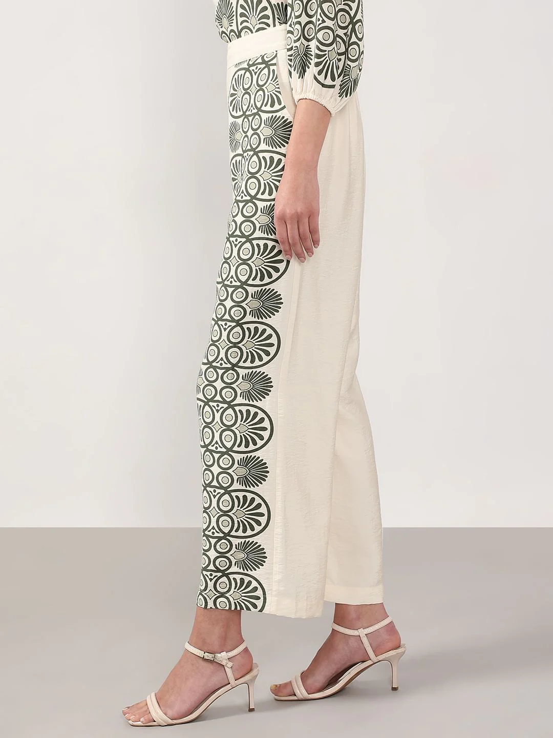 Ecru Printed Co-Ord Set Pants - Image 3