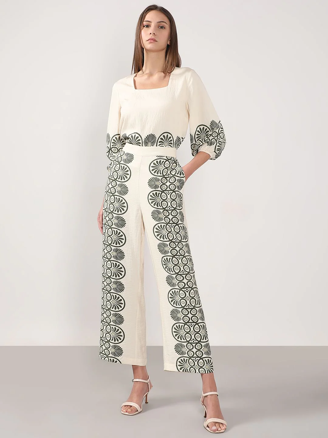 Ecru Printed Co-Ord Set Pants - Image 5