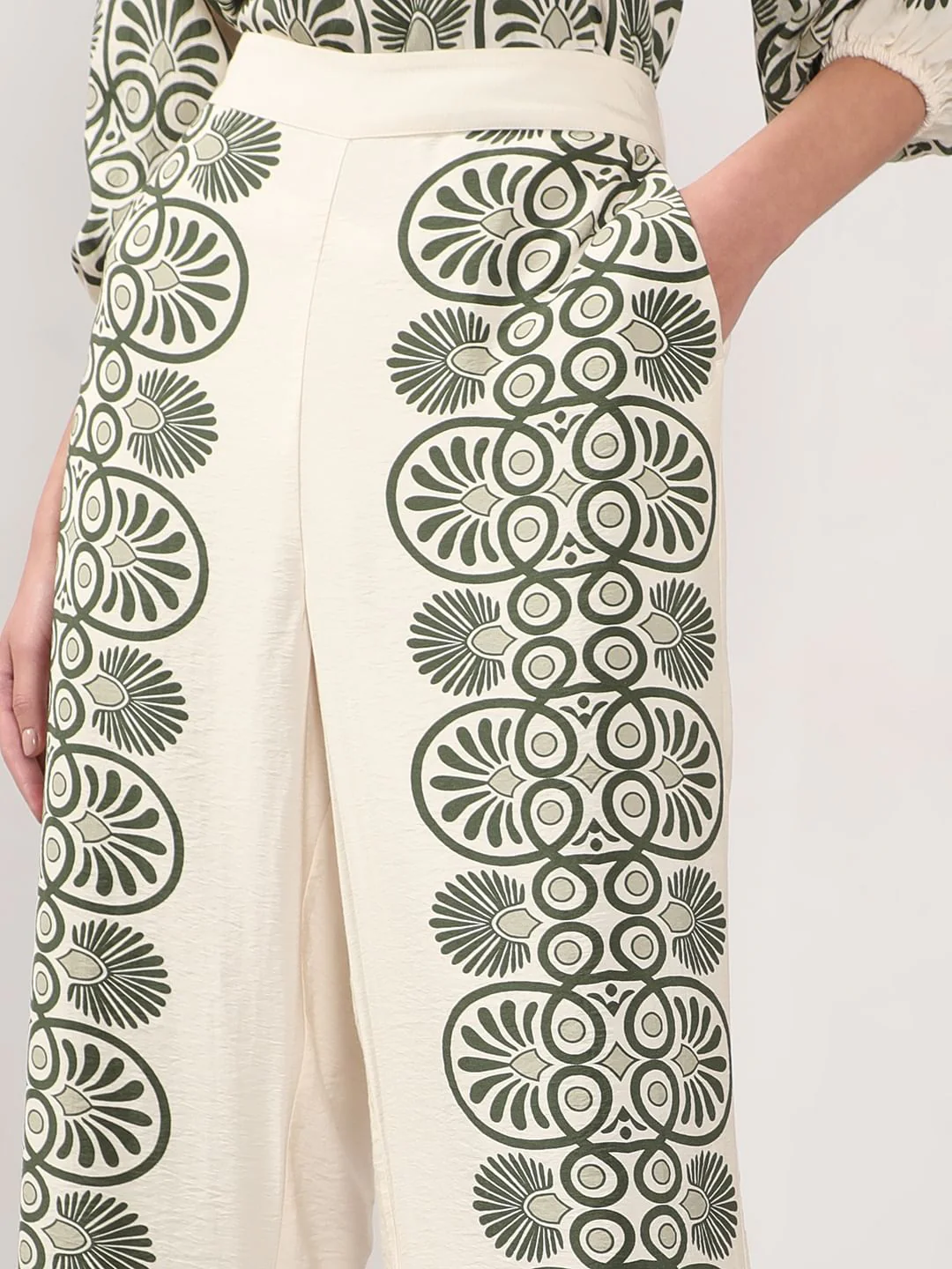 Ecru Printed Co-Ord Set Pants - Image 6