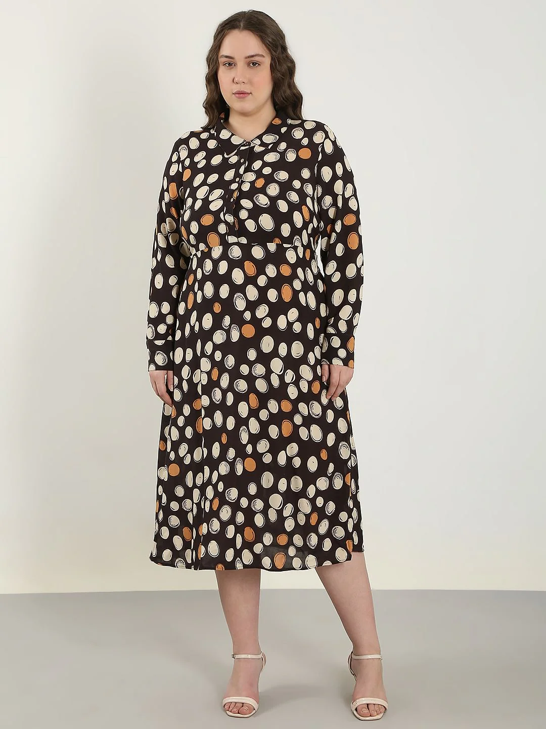 Curve Black Printed Midi Dress - Image 2