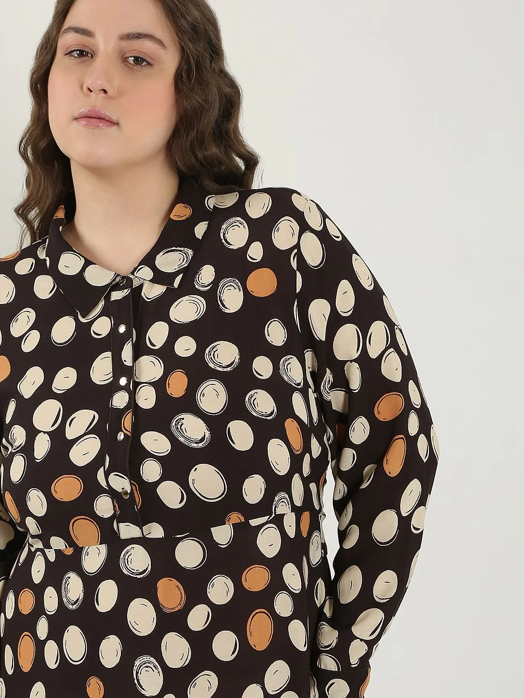 Curve Black Printed Midi Dress - Image 5