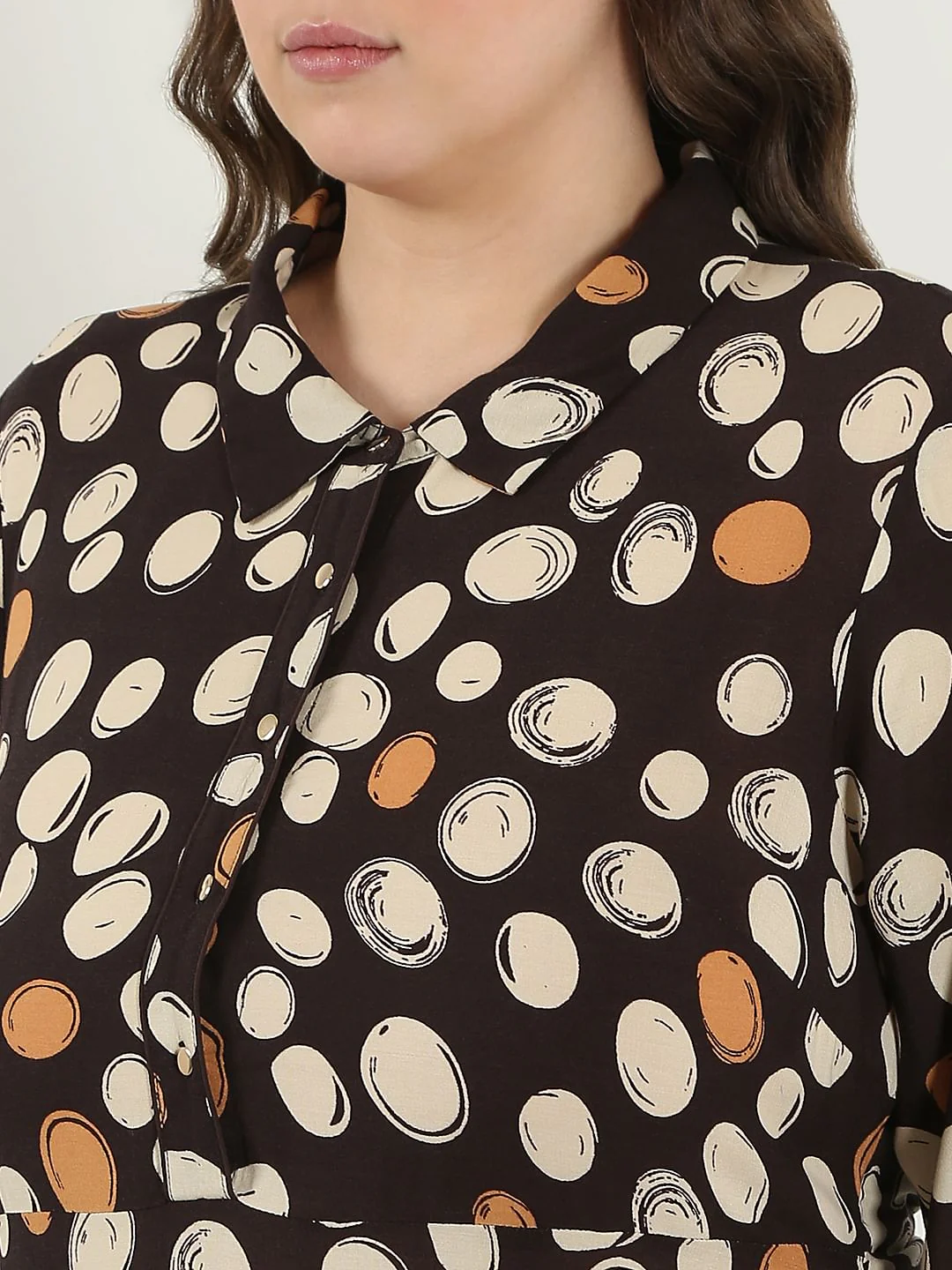 Curve Black Printed Midi Dress - Image 6