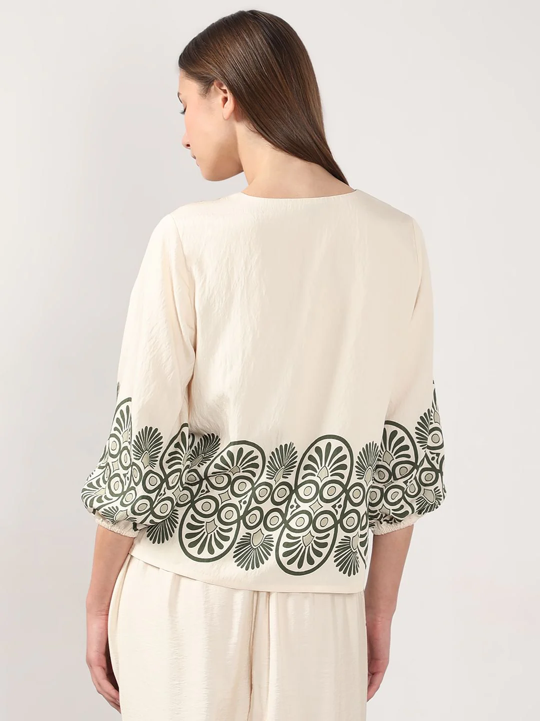 Ecru Printed Co-Ord Set Top - Image 4