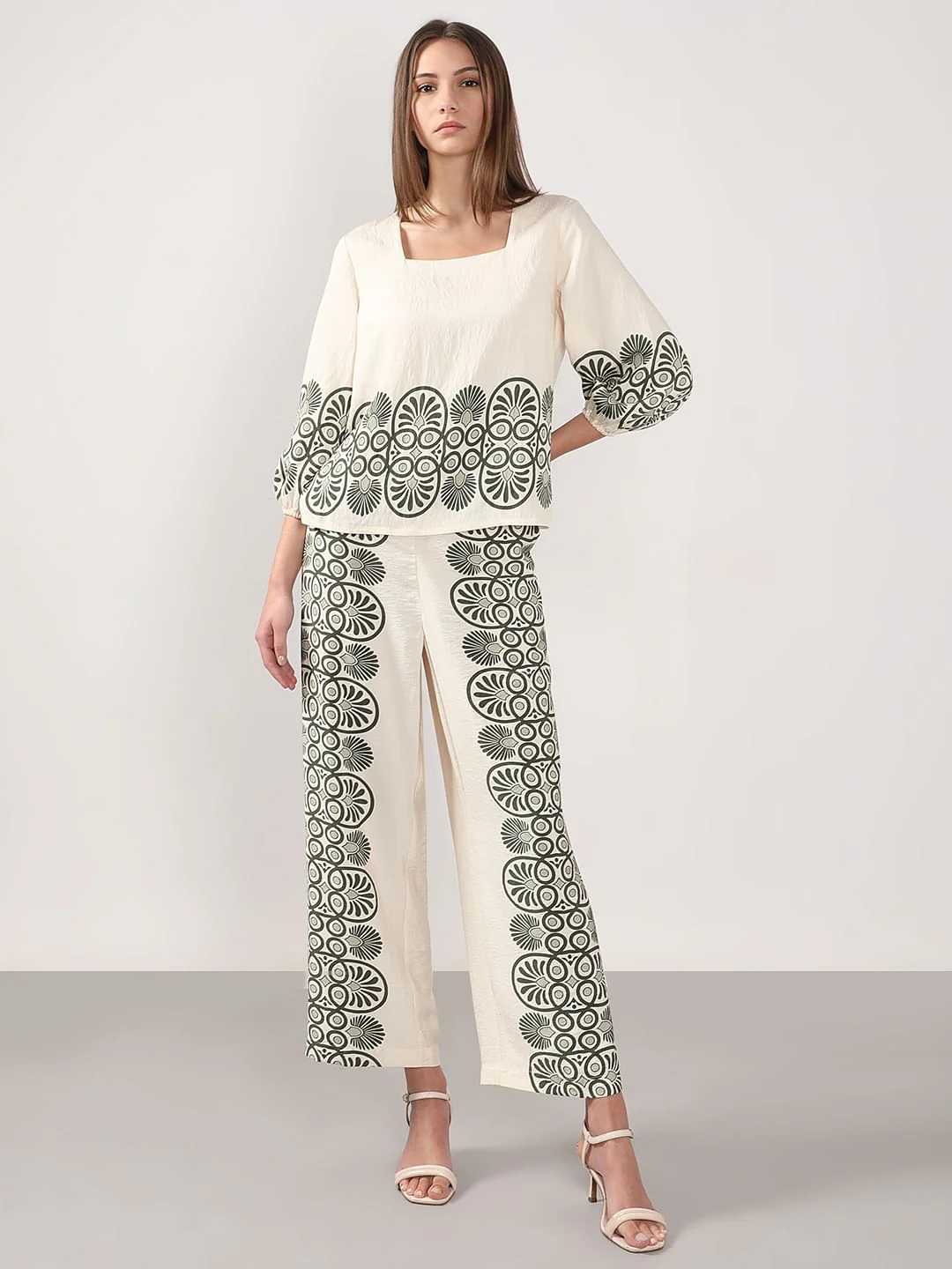 Ecru Printed Co-Ord Set Top - Image 5