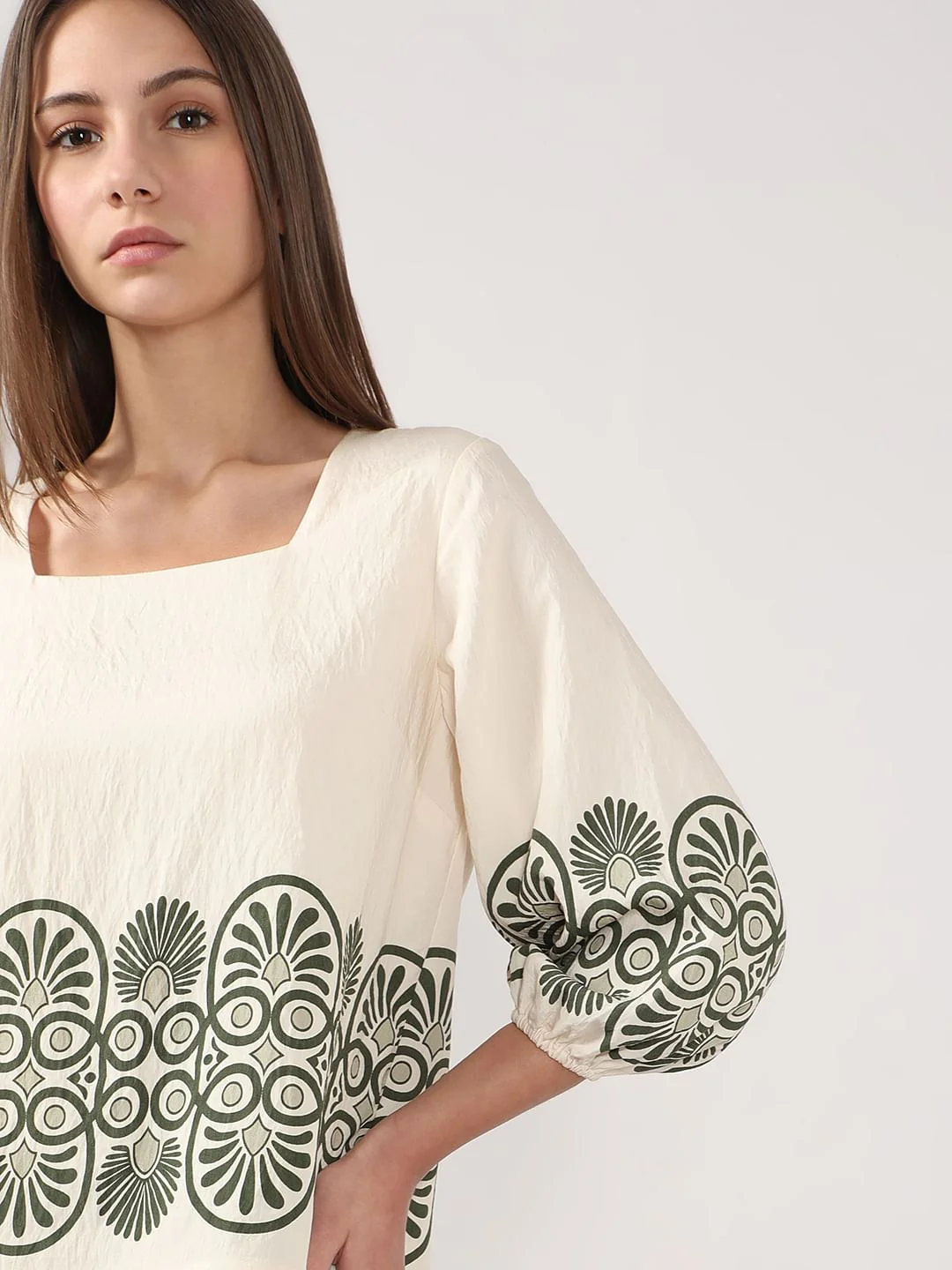 Ecru Printed Co-Ord Set Top - Image 6