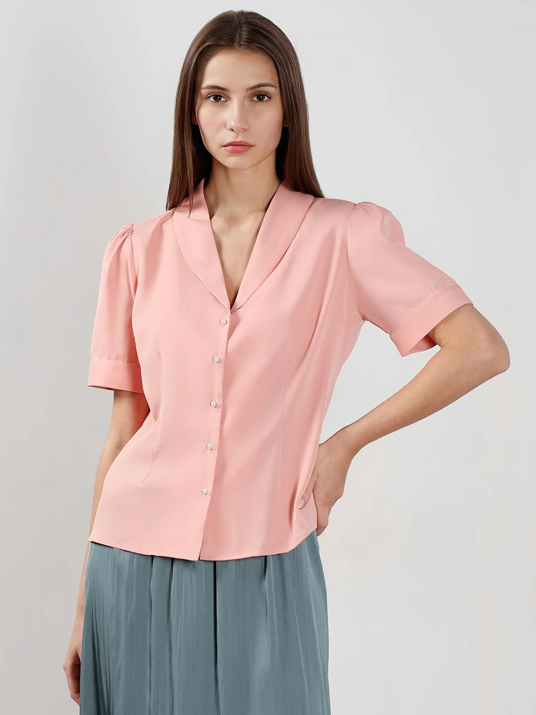 Vero Moda Pink Shawl Collar Shirt - Image 2