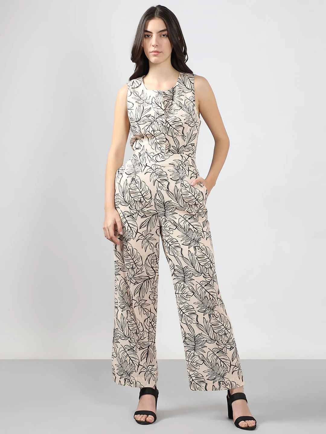 Beige Printed Co-Ord Set Pants - Image 5