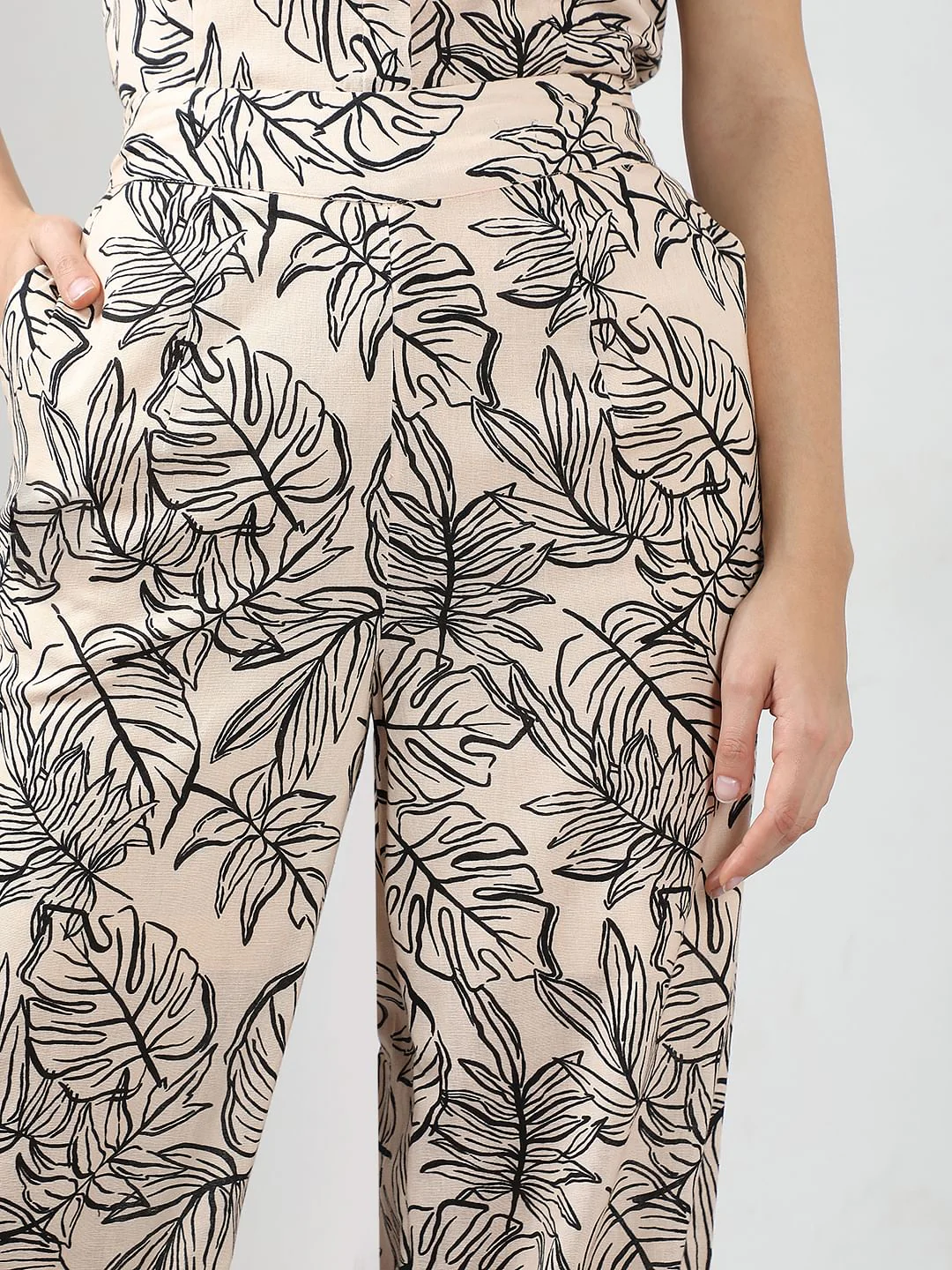 Beige Printed Co-Ord Set Pants - Image 6