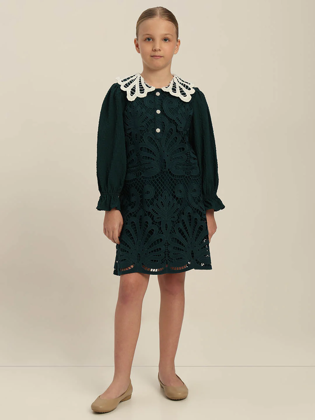 GIRLS Green Lace Dress - Image 5
