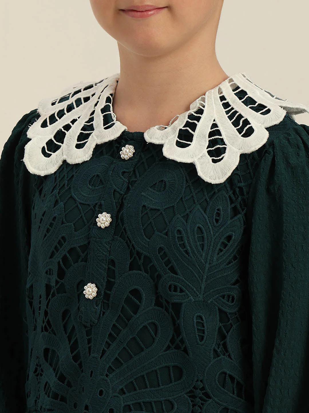 GIRLS Green Lace Dress - Image 8