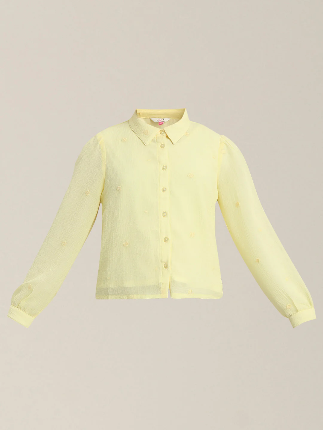 GIRLS Pastel Yellow Cropped Shirt - Image 7