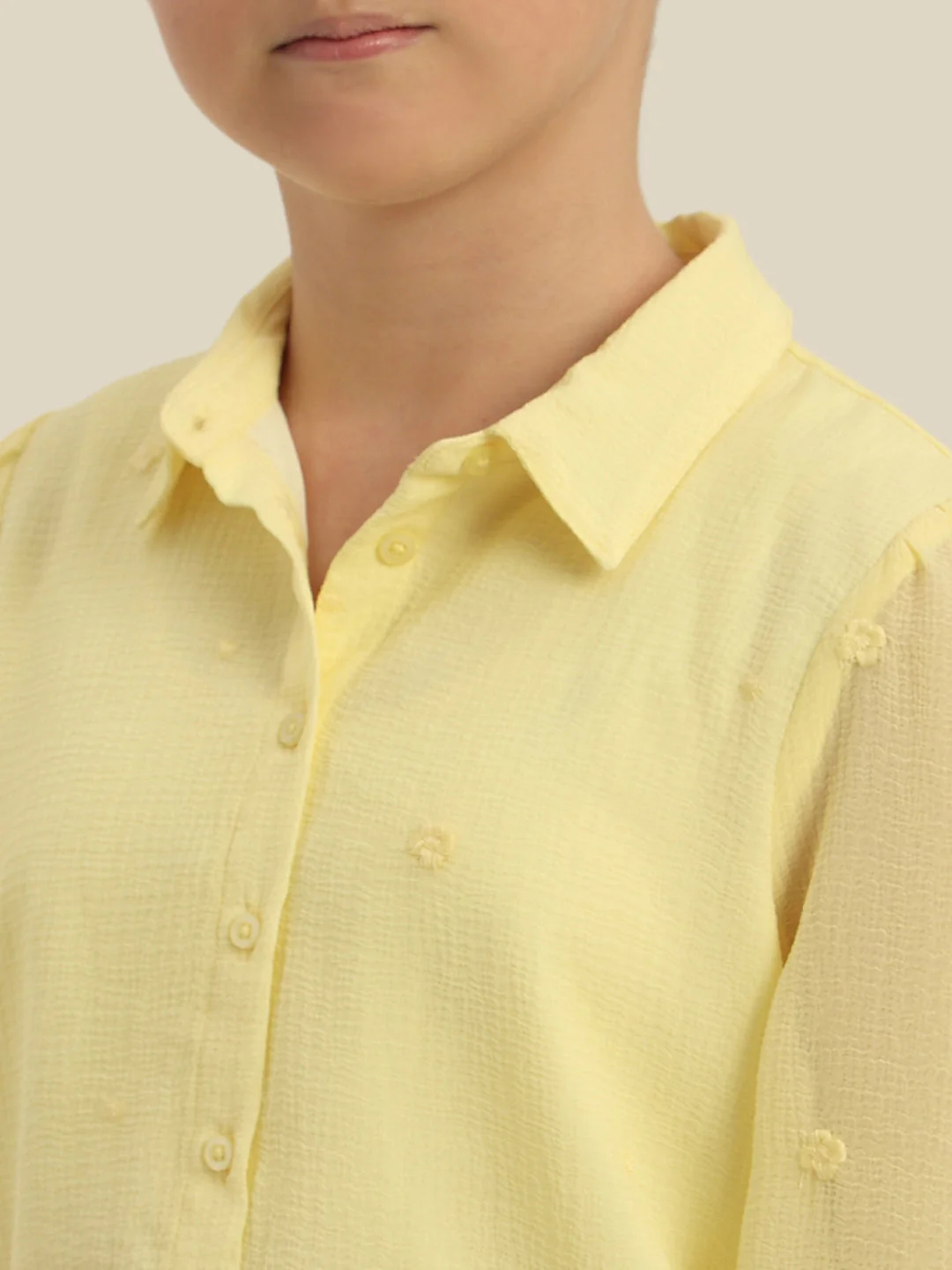 GIRLS Pastel Yellow Cropped Shirt - Image 8