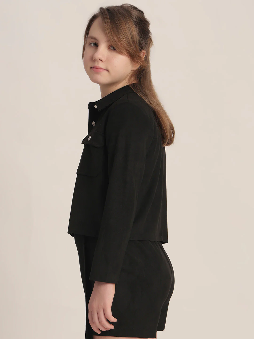 Girls Premium Black Shacket - Image 3
