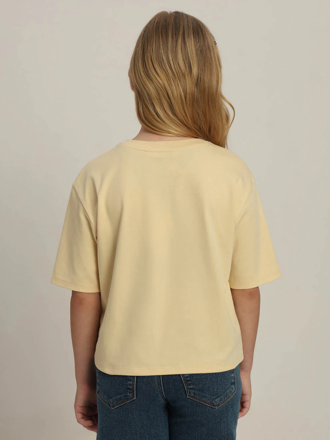GIRLS Yellow Printed Cotton T-shirt - Image 4