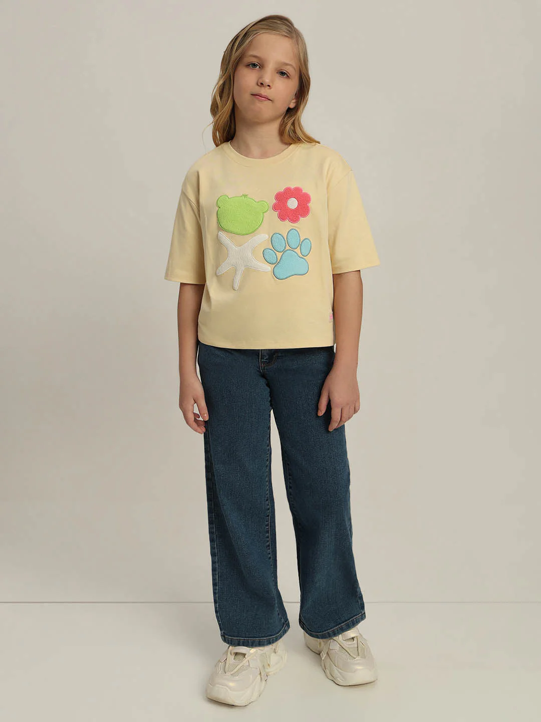 GIRLS Yellow Printed Cotton T-shirt - Image 5