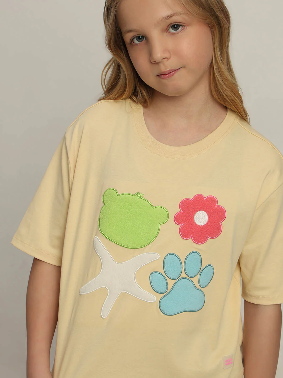 GIRLS Yellow Printed Cotton T-shirt - Image 6