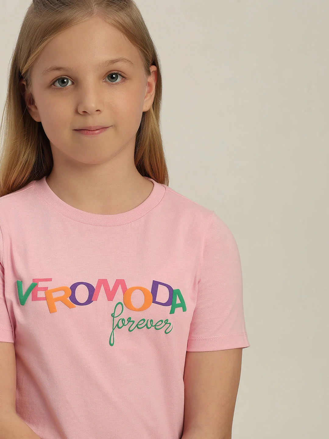 GIRLS Pink Printed Cotton T-shirt - Image 6